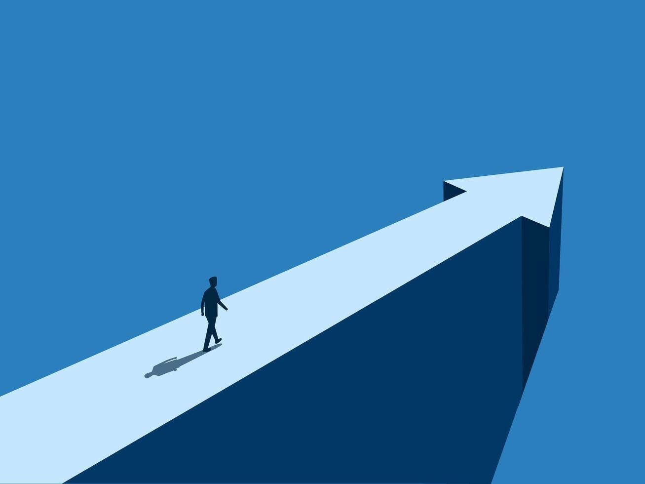 Businessman walking on an arrow pointing in the direction of the future vector