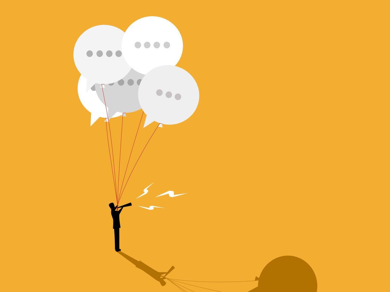 Communication or PR, Businessman holding speech bubbles talking on telephony vector