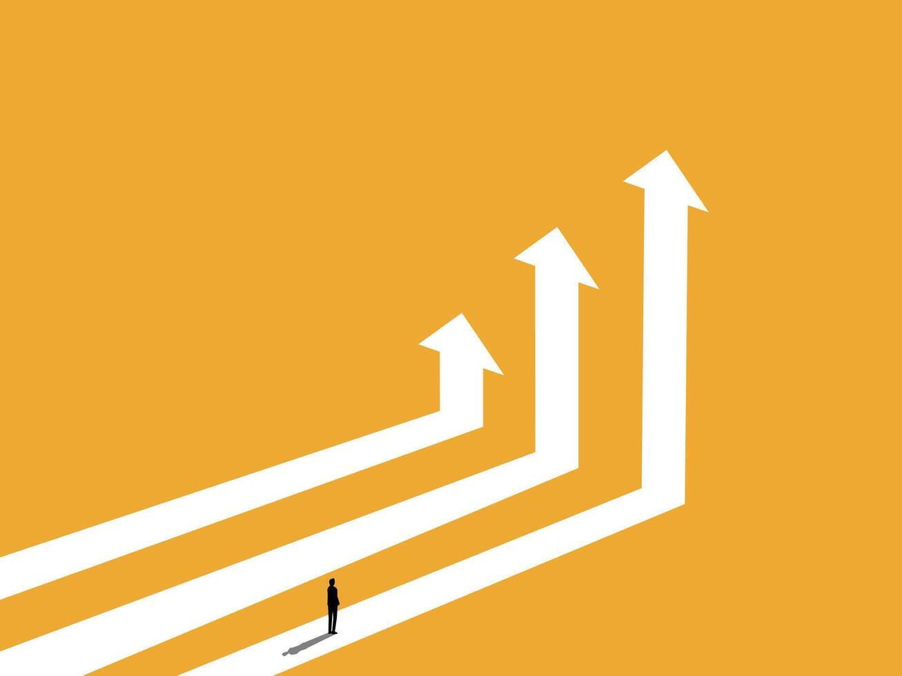 Career development, Businessman chooses the path where the arrow points highest vector