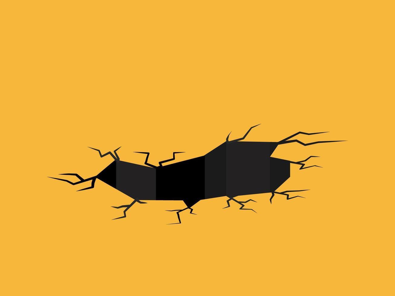 The ground cracked into a large hole vector
