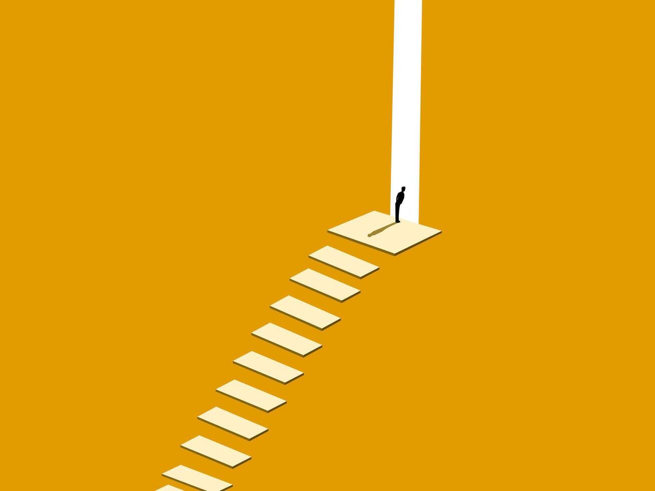 Challenge, Opportunity, Businessman steps into large door vector