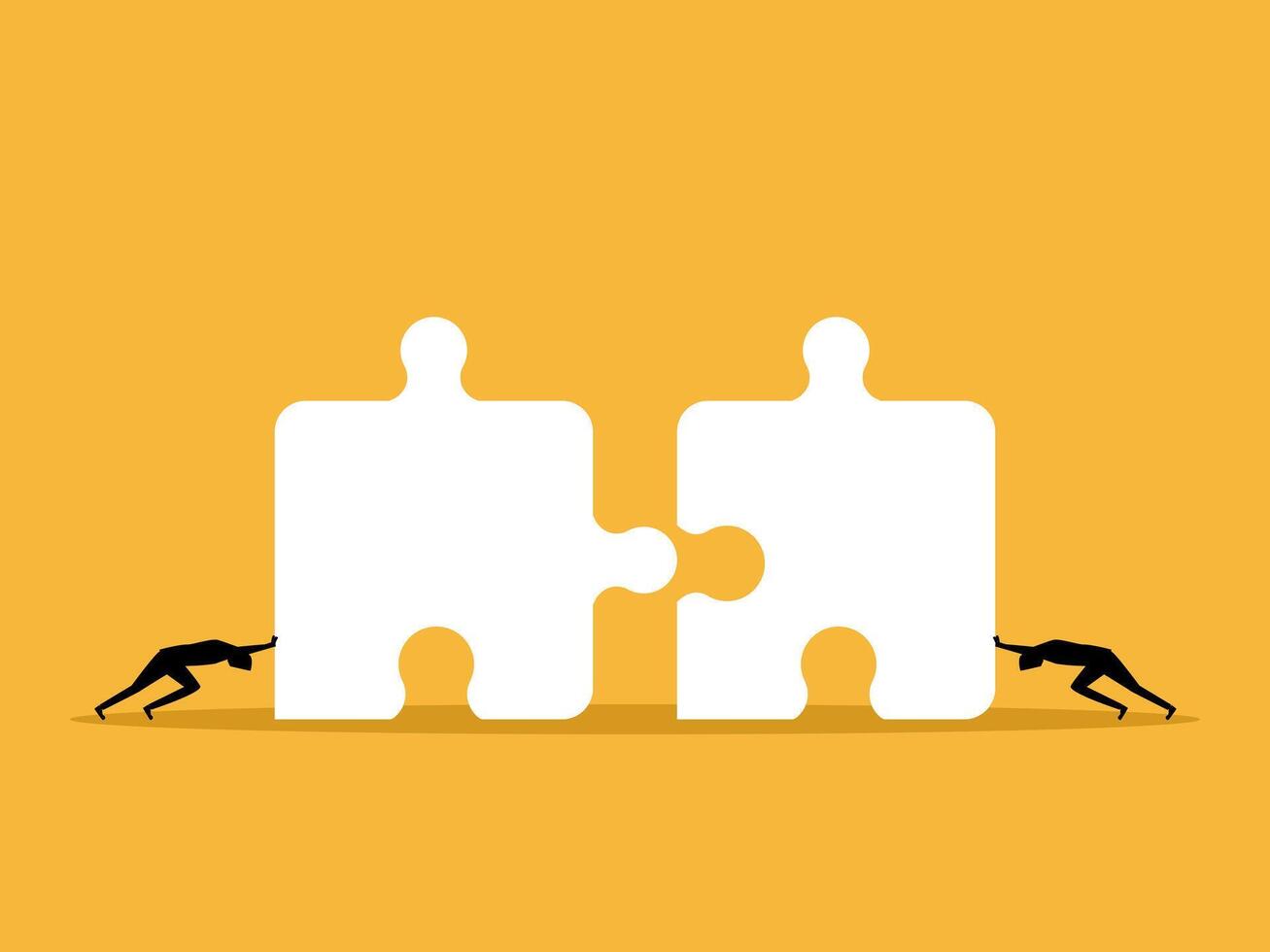 Solve business problems, Two businessmen are trying to solve puzzles vector