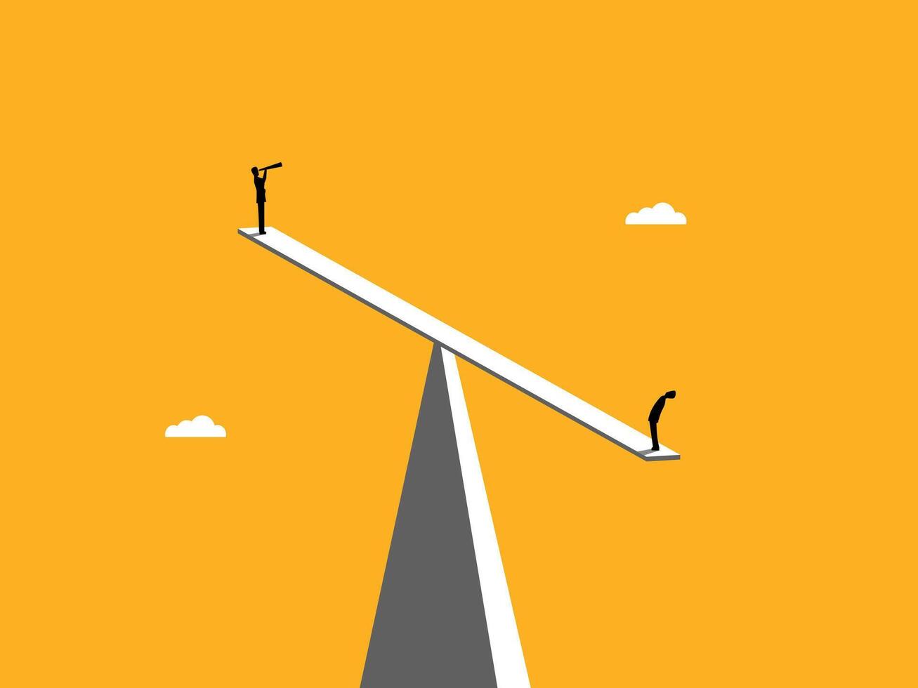 Businessman on the balance helps his friend to have a broader vision vector