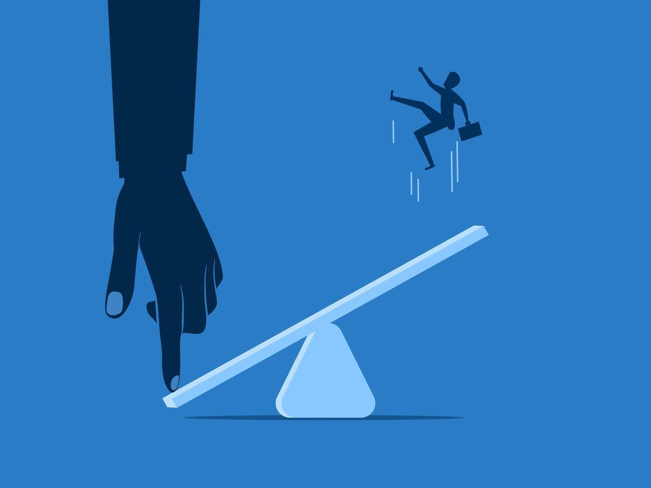 Manager Hand Supports Businessman Seesaw to Jump Up vector
