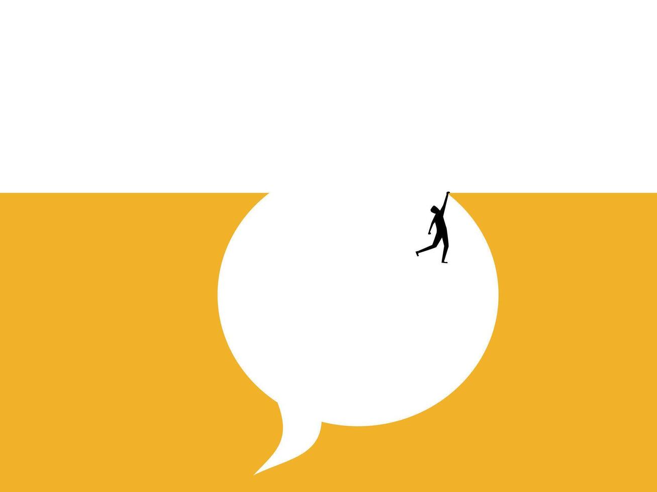 Information fraud, communication problems, businessman falls into speech bubbles vector