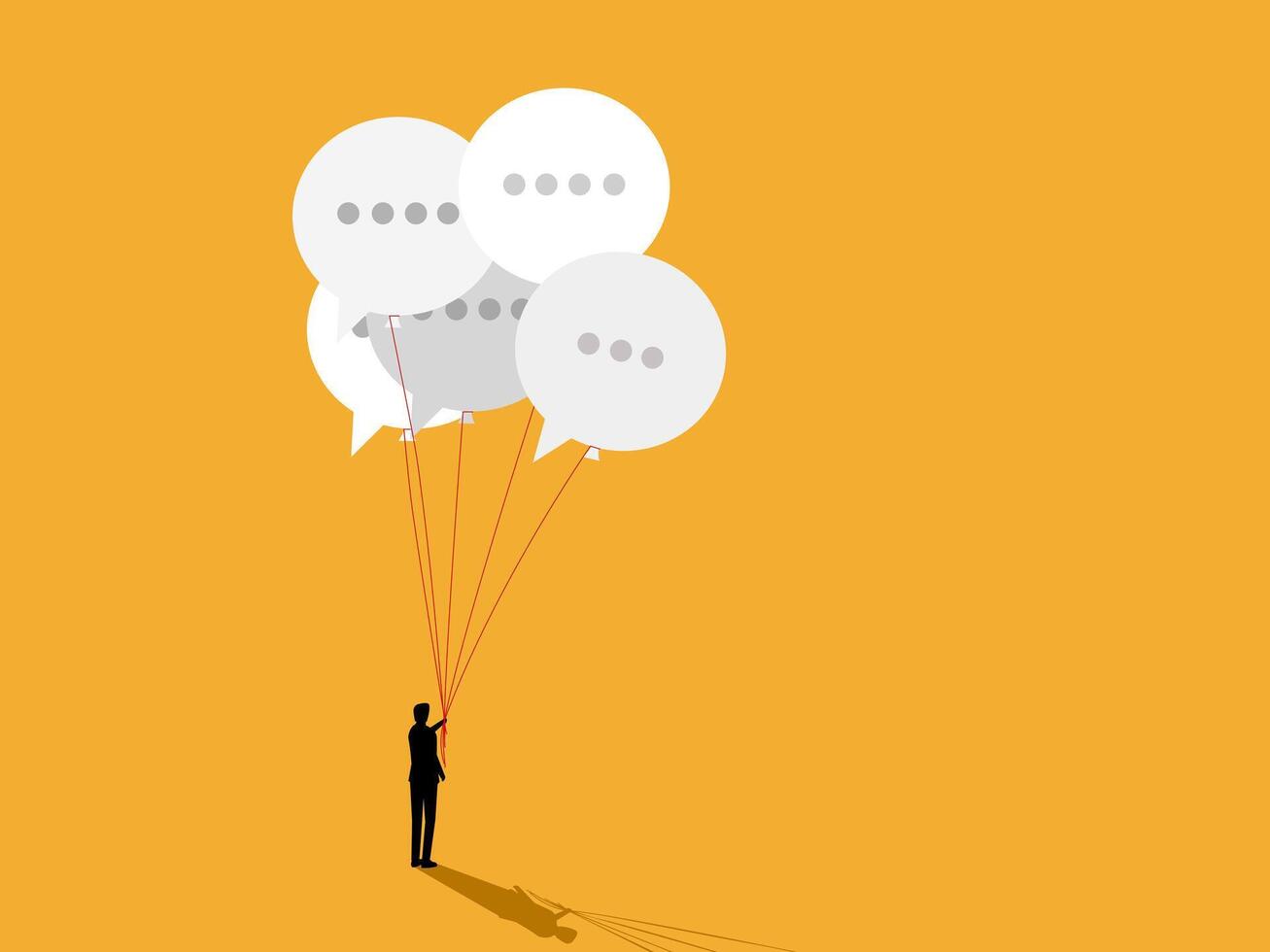 Data communication, Public relations, Businessman holding speech bubbles vector