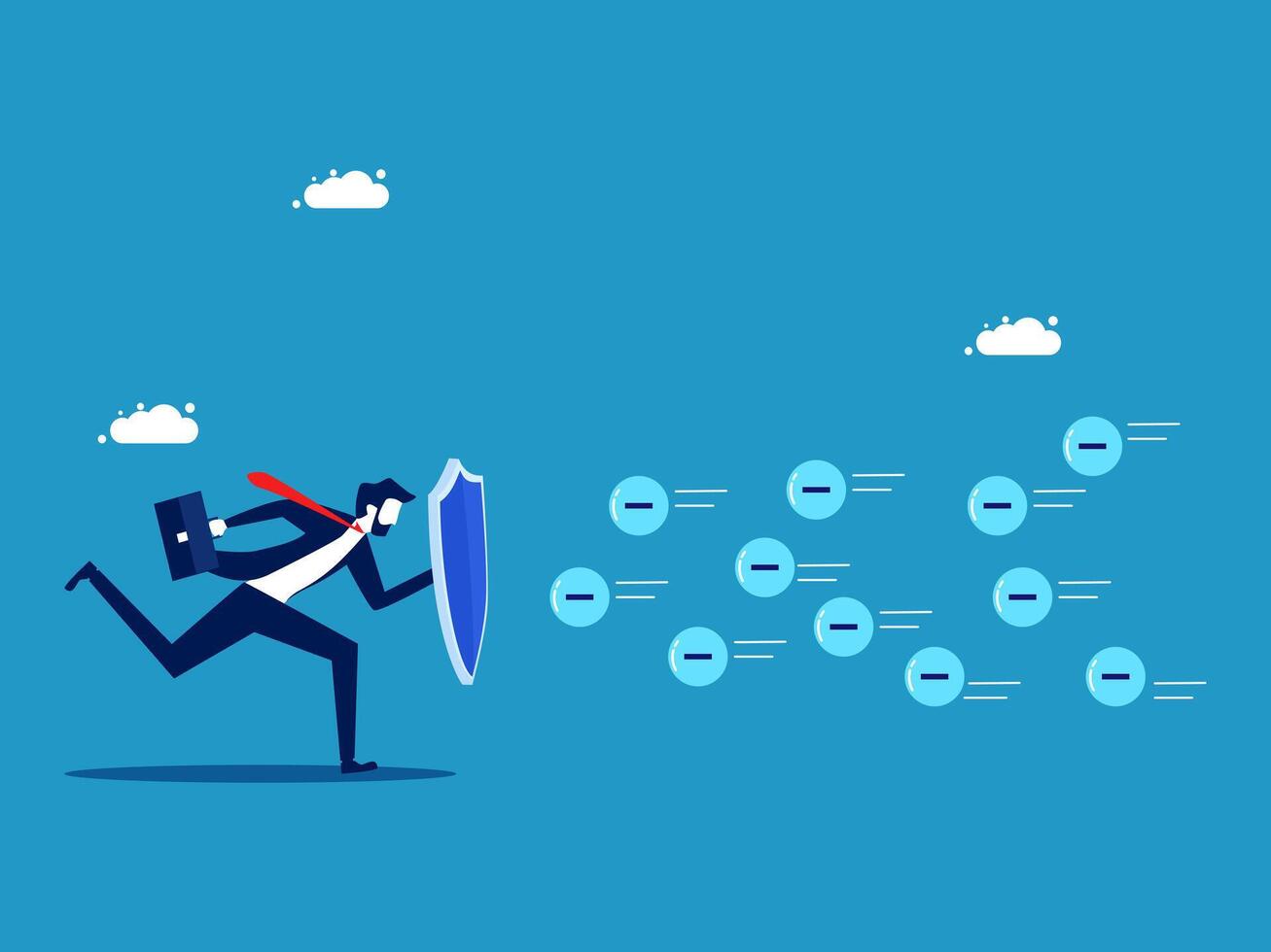 running with a shield and a cloud of data vector