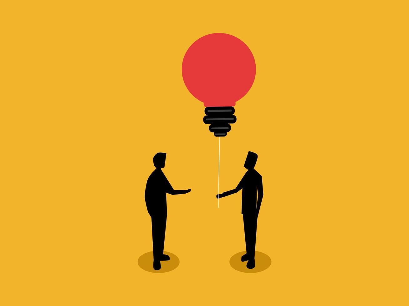 Teaching new skills, Businessman gives light bulb to coworker vector