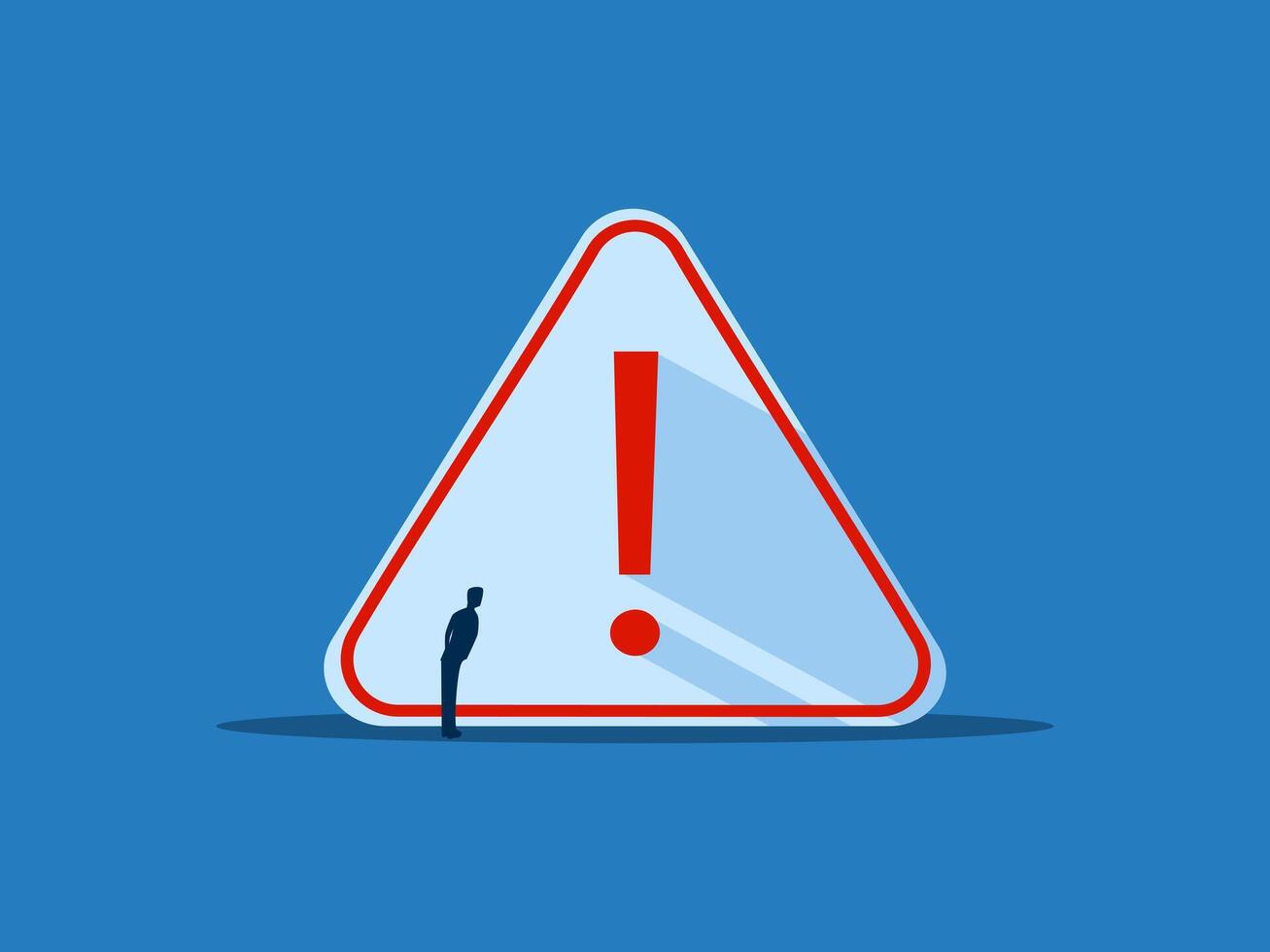 Important announcement or warning or breaking news, businessman with warning sign vector