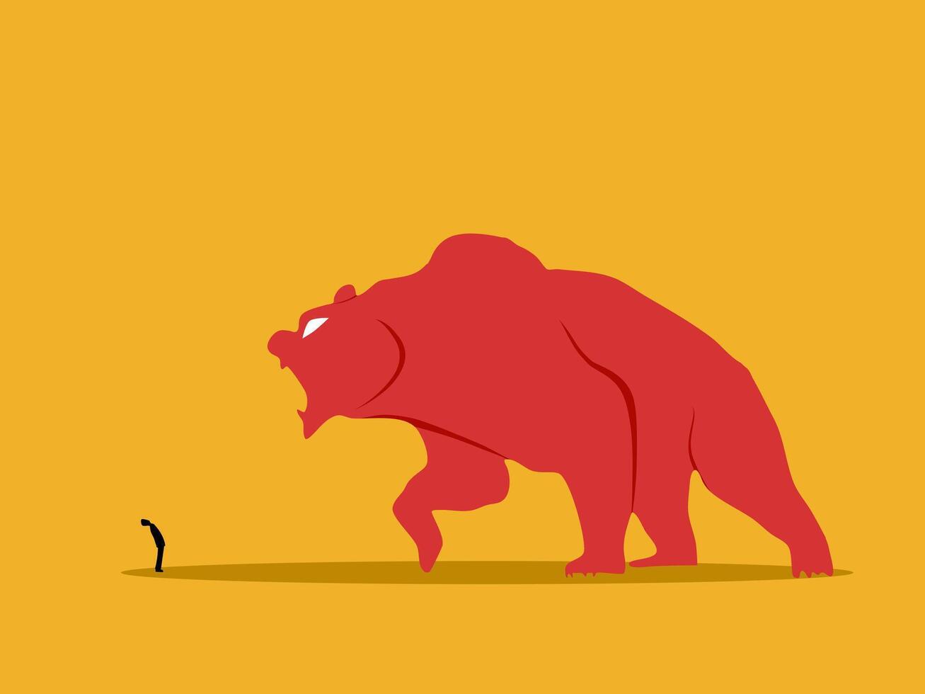Bear market, Investors stand and watch the giant bear vector
