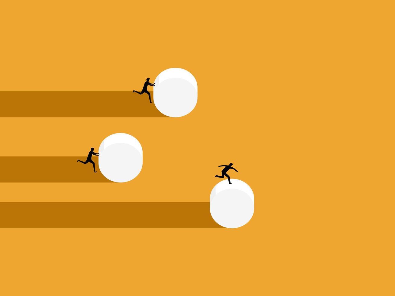 Competitive advantage, businessmen compete to push things vector