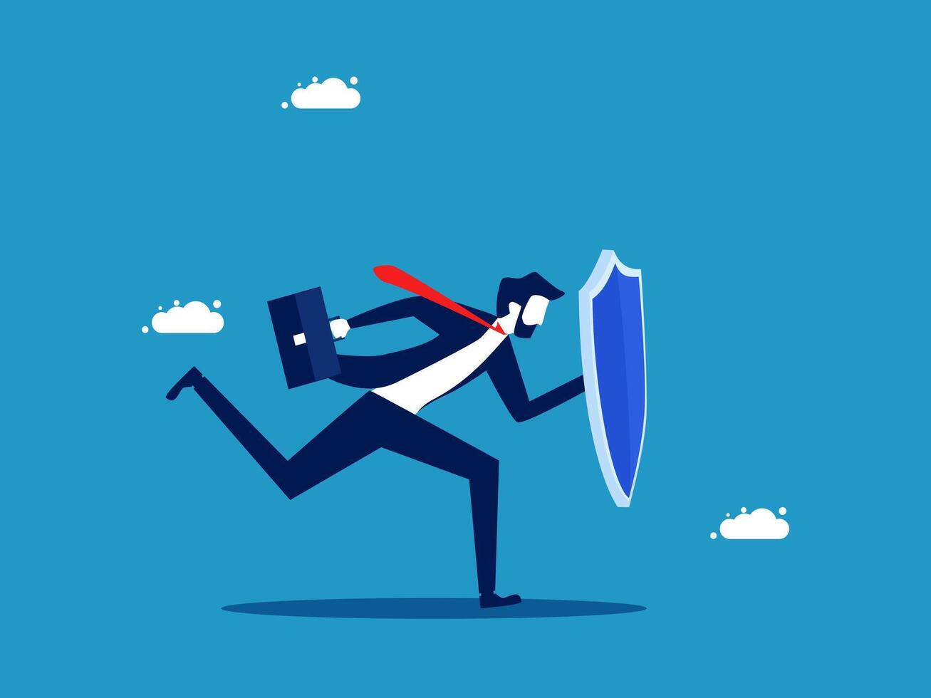 running with a shield and briefcase vector