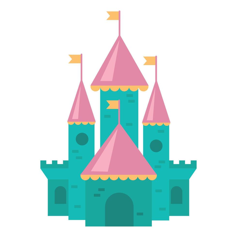 Colorful Fairytale Castle Illustration. vector