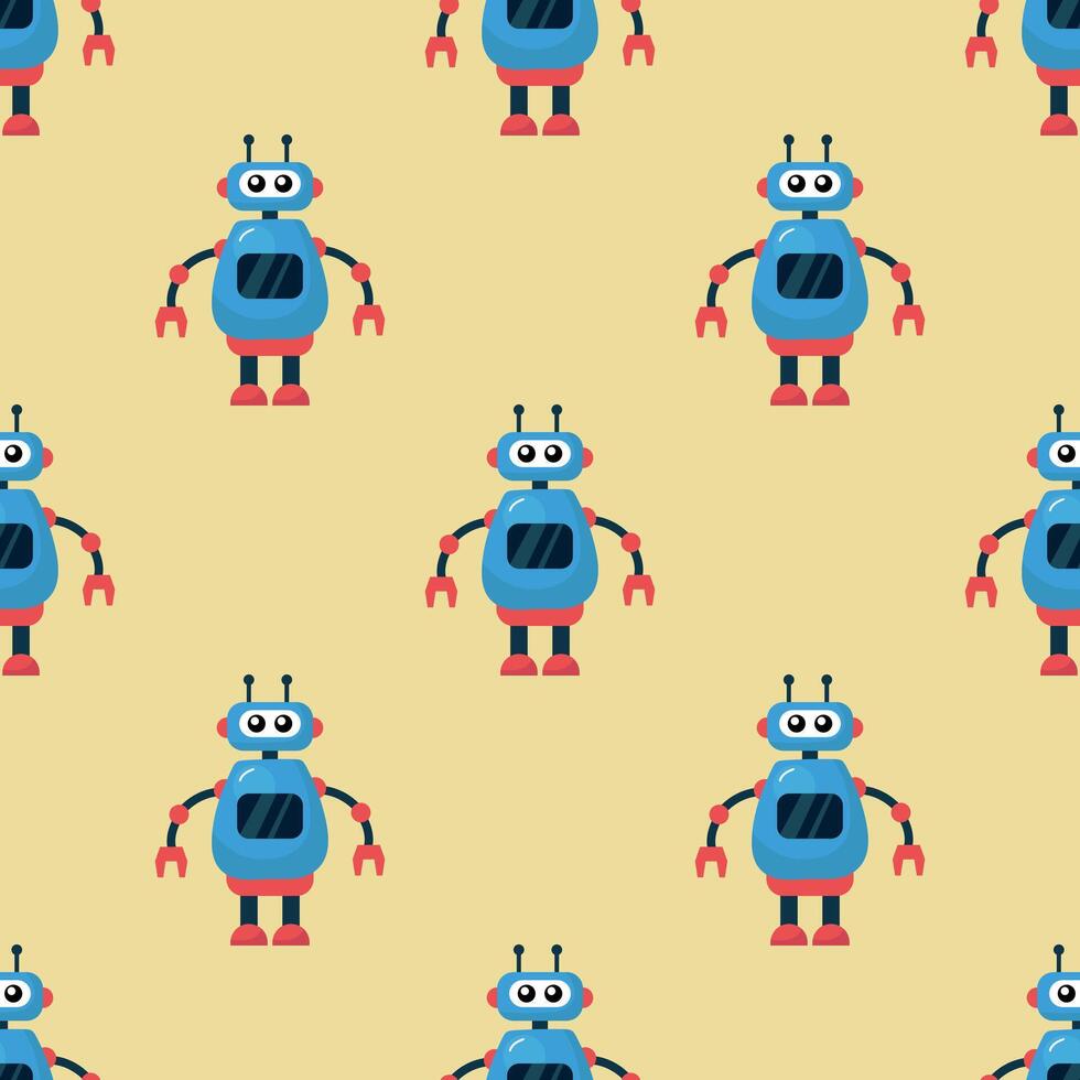 Seamless pattern with robots. Design for fabric, textile, wallpaper, packaging vector