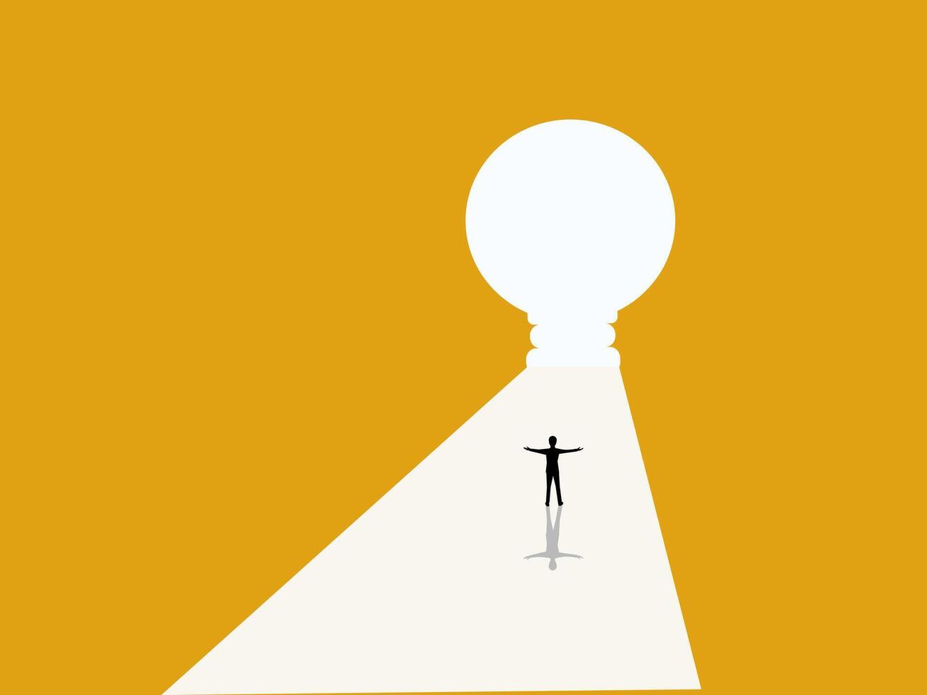 Hope for the future,Businessman see light at light bulb door vector