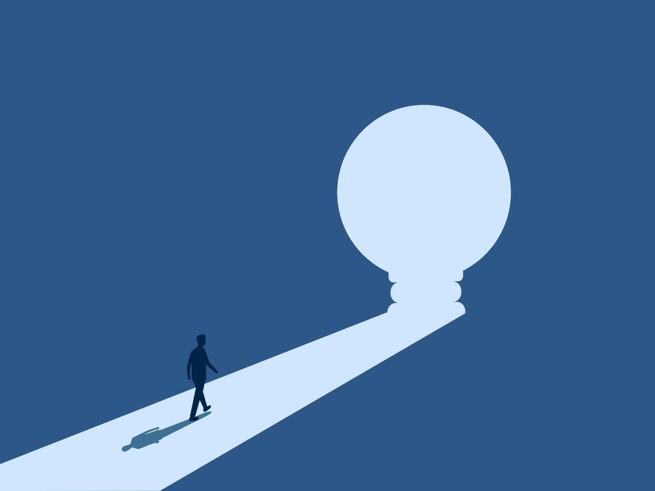 Hope,Progress,Businessman walk towards light bulb vector