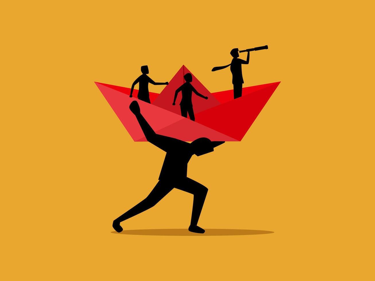 Tired businessman tries to carry people in organization vector