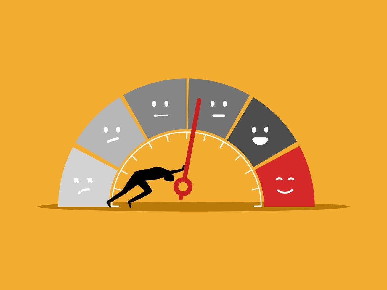 Satisfaction Measurement, Businessman Pushes to Excellence in the Score vector