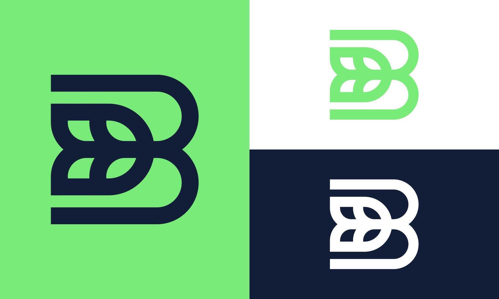 Simple B logo with tulip flower. vector