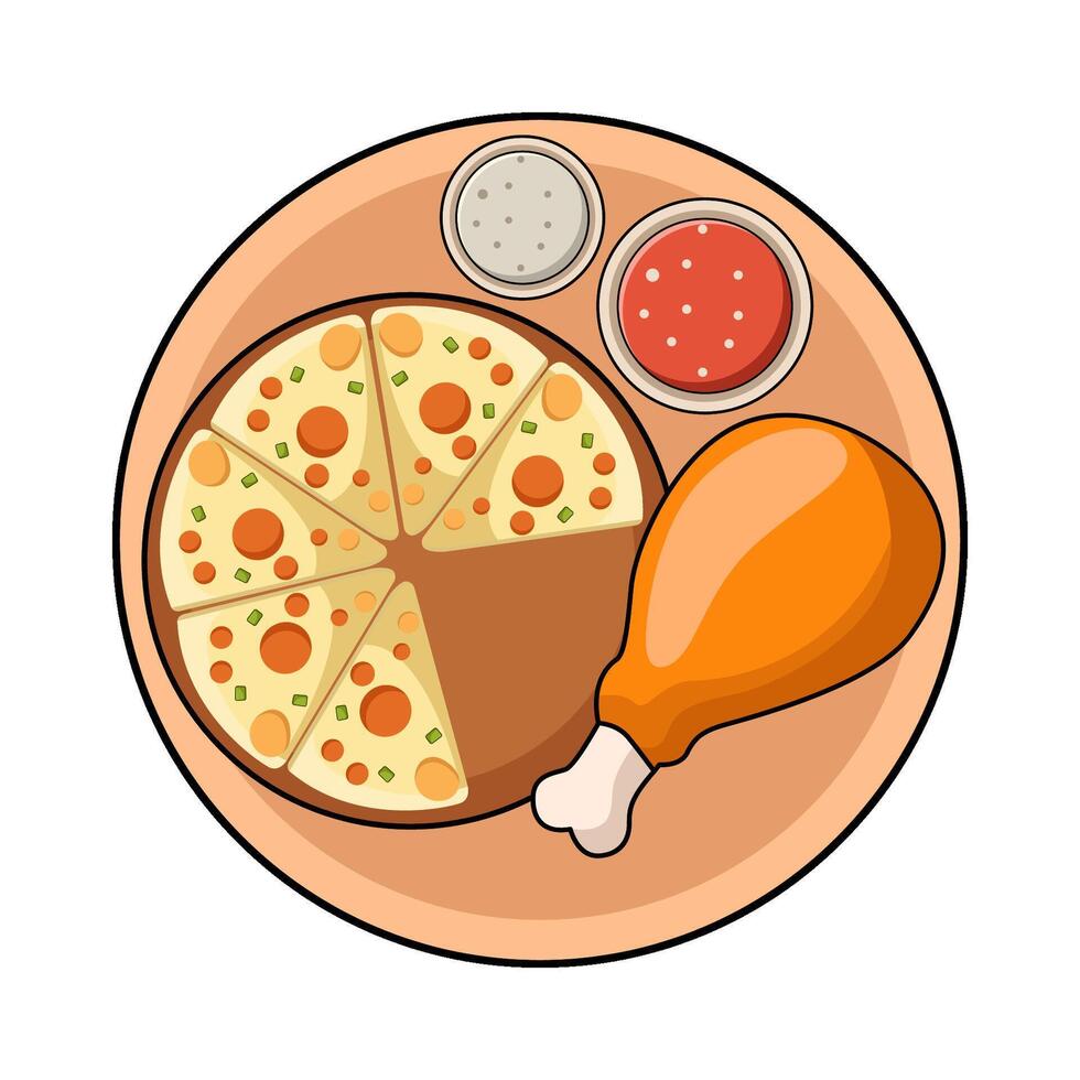 Chicken and pizza vector
