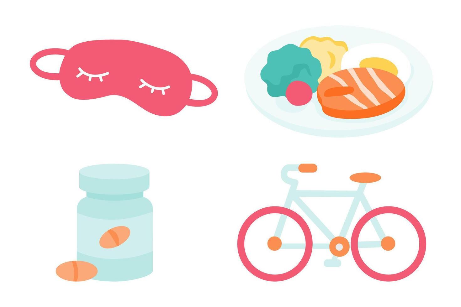 Balanced Healthy Lifestyle Routine Featuring Sleep, Nutrition, Exercise, and Supplements vector