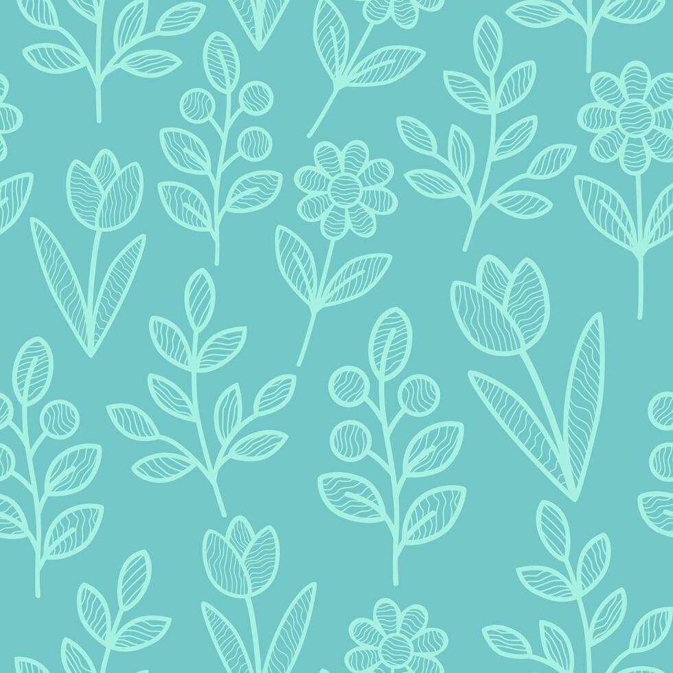 a seamless pattern with flowers and leaves vector