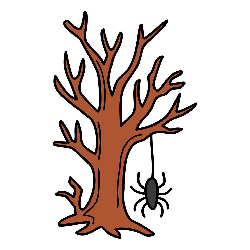a cartoon spider hanging from a tree vector