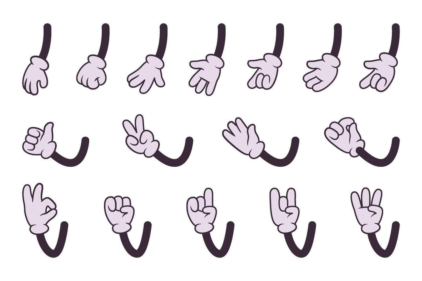 Cartoon hands in various gestures collection vector