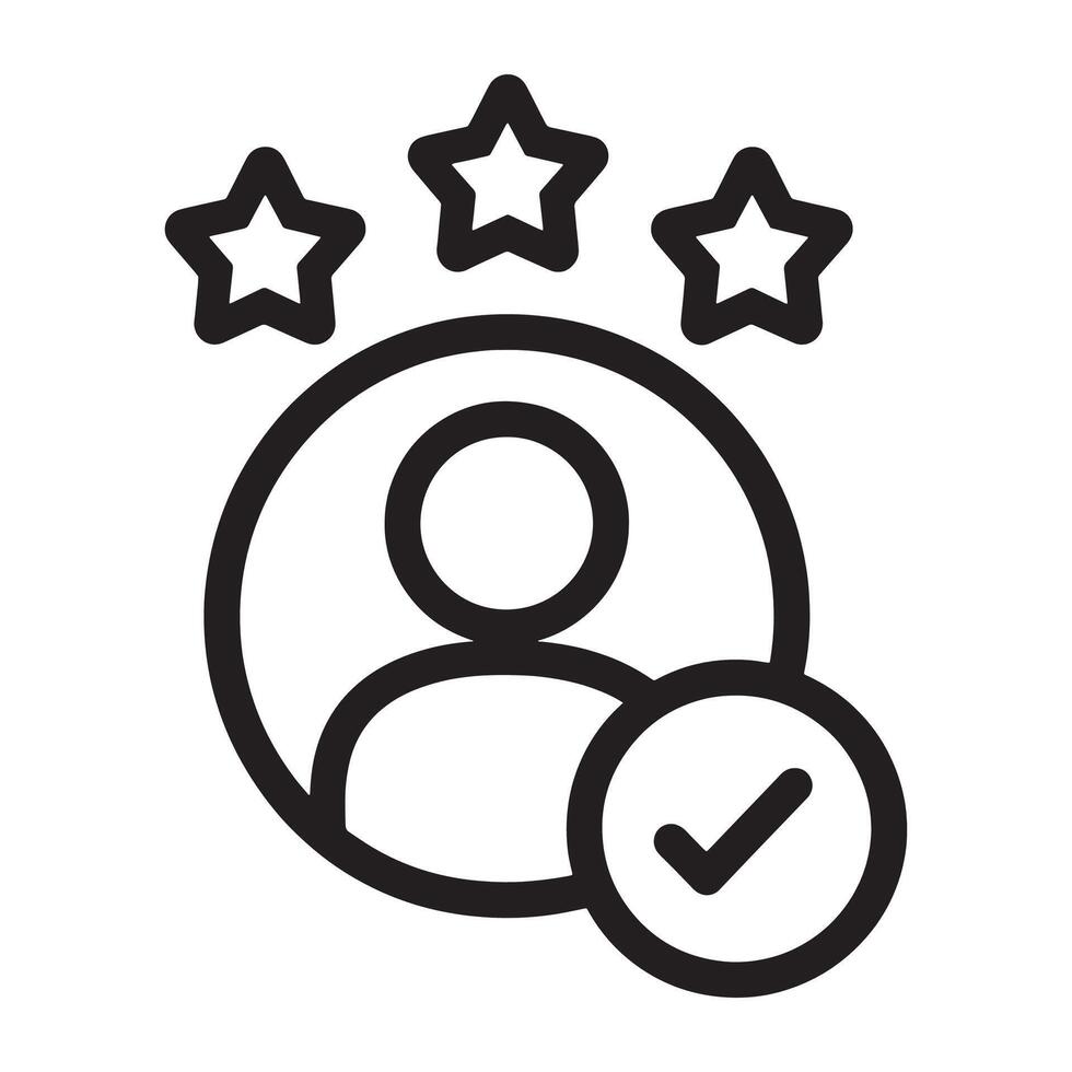 Verified Customer Review Icon with Star Ratings and Approval Check Representing Trusted Feedback Editable Illustration Isolated on a White Background Ideal for Testimonials, Reviews, vector