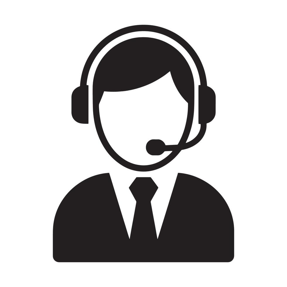Customer Support Professional Icon Representing Helpdesk, Assistance, and Communication Editable Illustration Isolated on a White Background Ideal for Call Center, Support, and Service Graphics vector