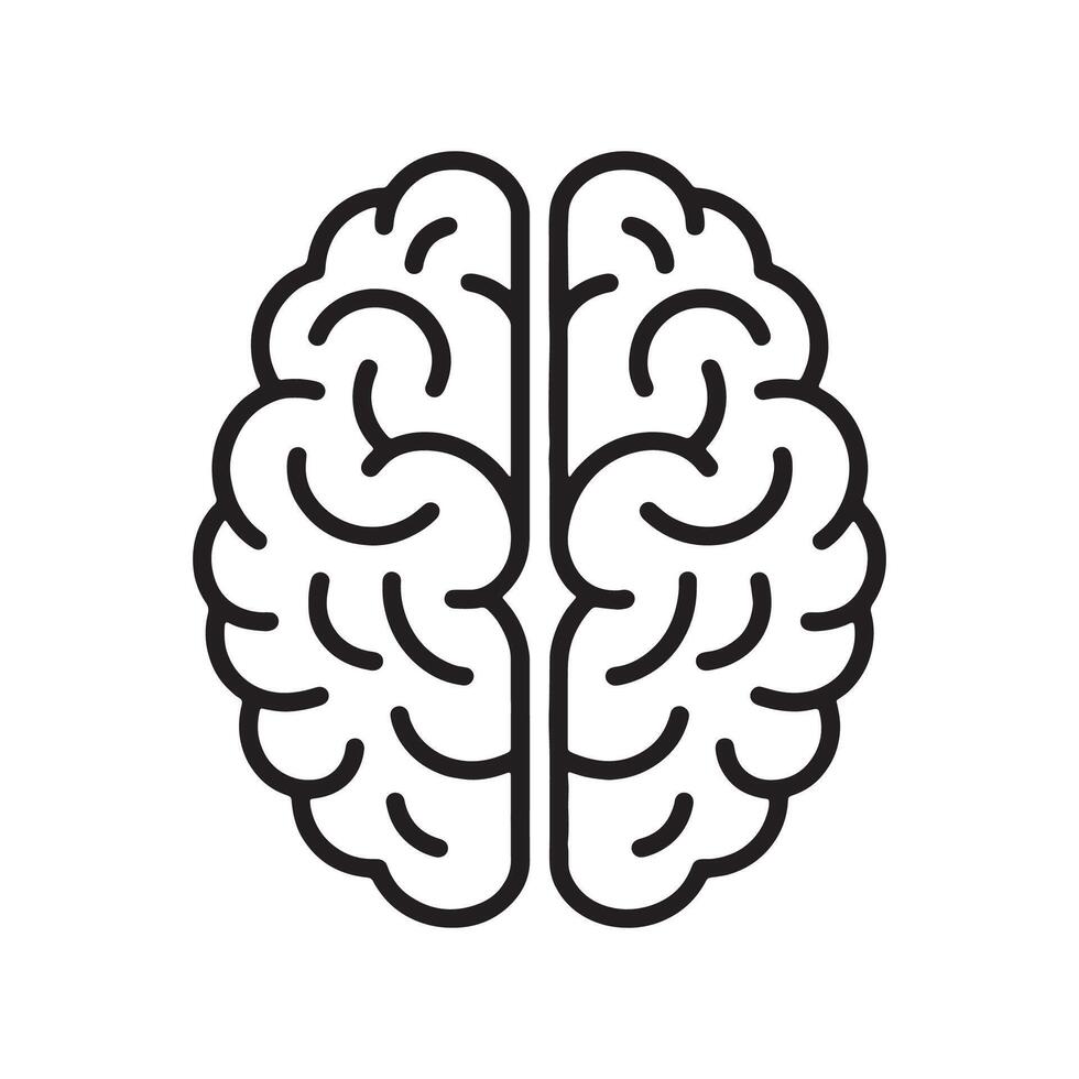 Brain Icon Representing Intelligence and Cognitive Function Editable Illustration Isolated on a White Background vector