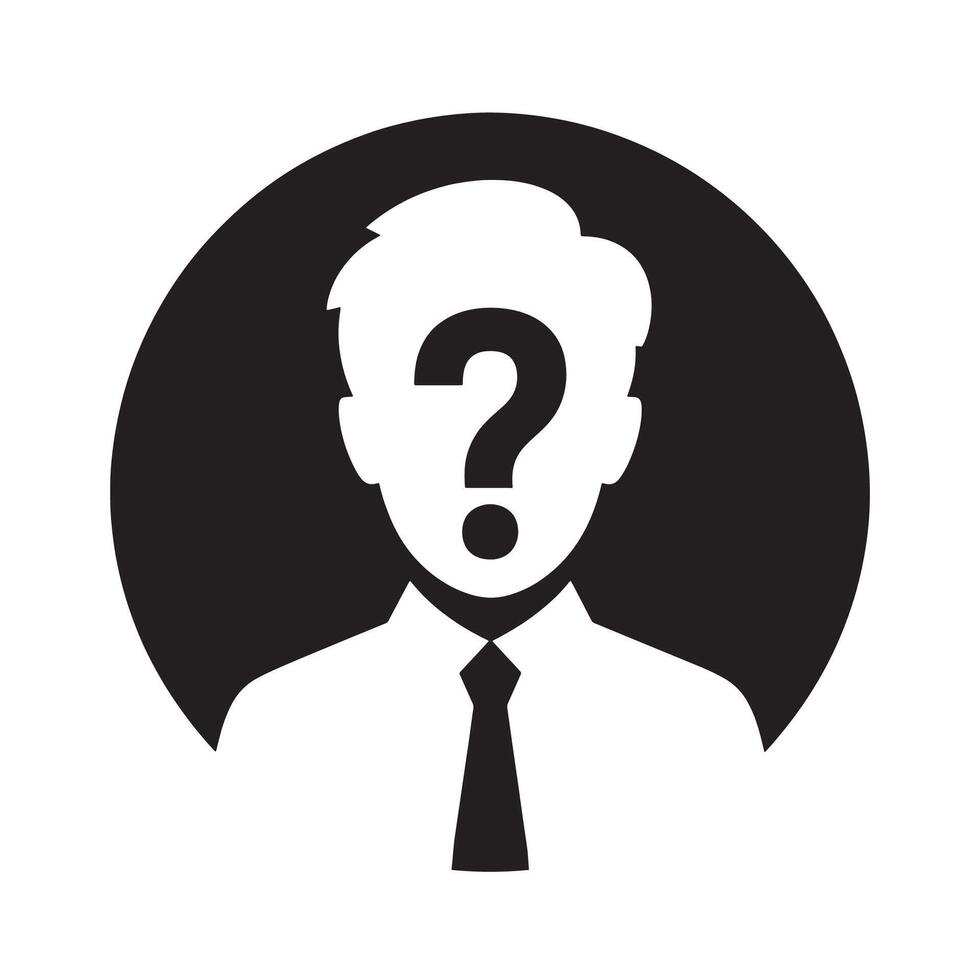 Anonymous Business Person Icon with Question Mark for Unknown Identity Representation Editable Illustration isolated on a white background vector