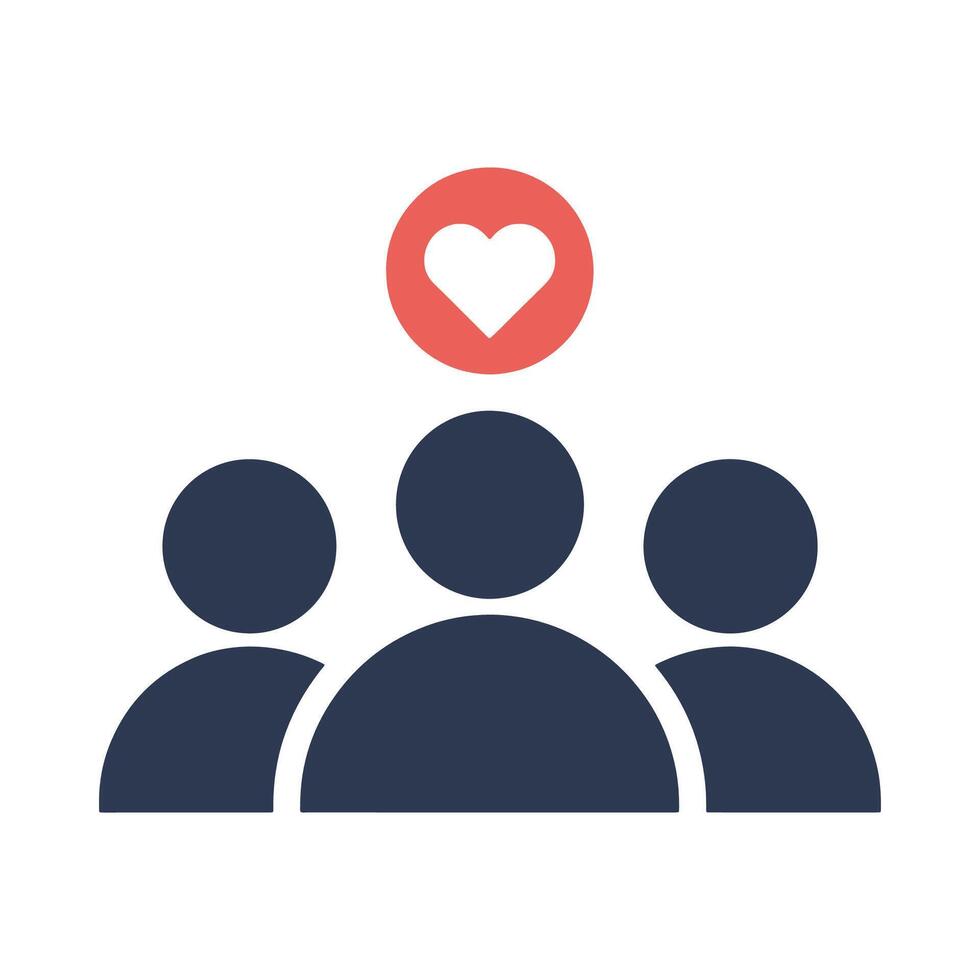 Community and Connection Icon Featuring People with a Heart Symbol Representing Support vector