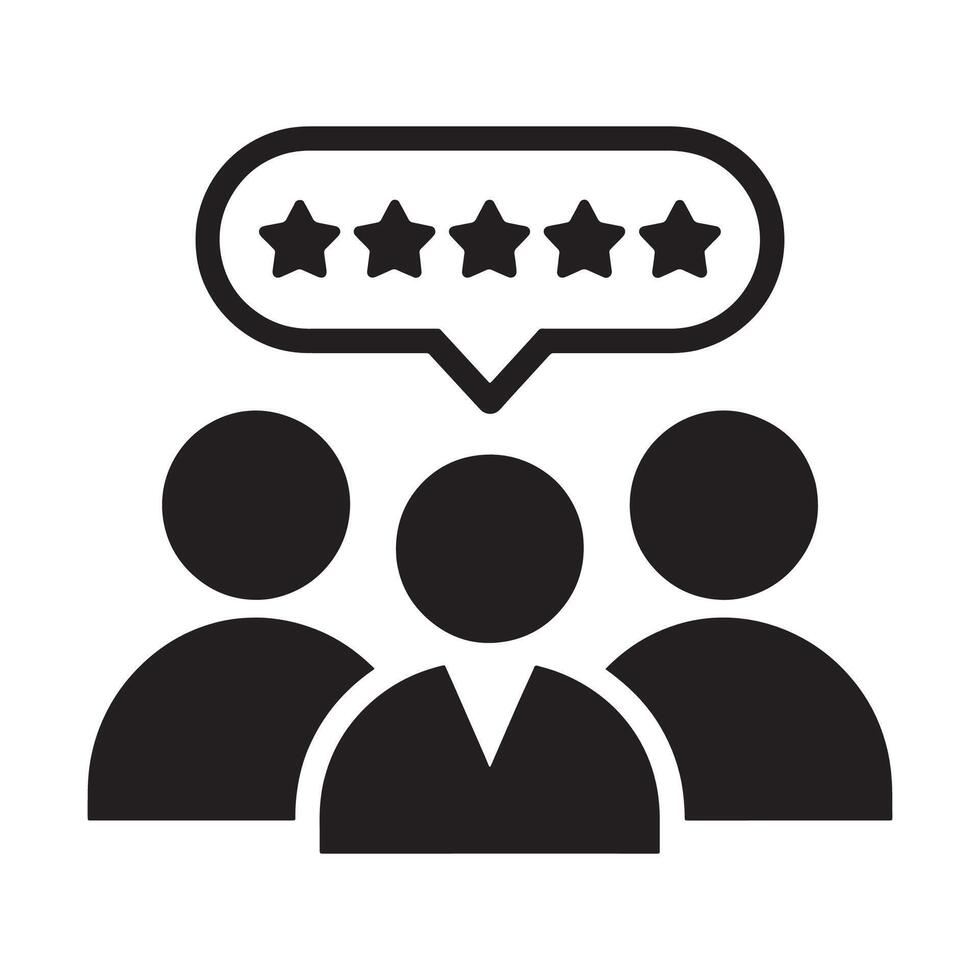 Customer Feedback Icon with Speech Bubble and Star Ratings Representing Reviews and Business Insights Editable Illustration isolated on a white background vector