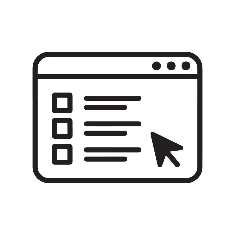 Browser window with checkboxes and a cursor pointing at the list Editable Illustration isolated on a white background vector