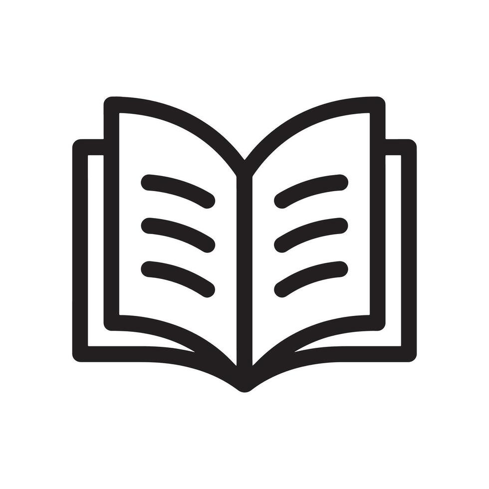 Open book icon symbolizing reading or learning Editable Illustration isolated on a white background vector