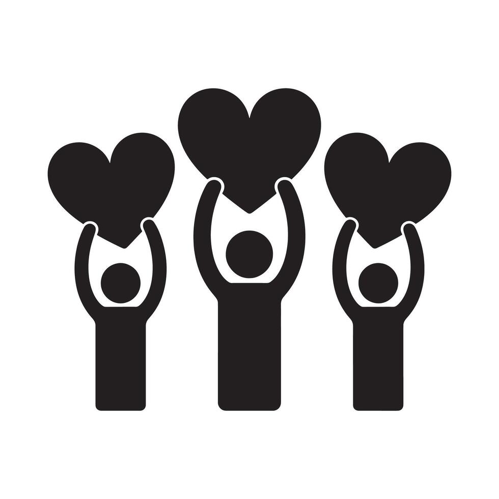 People Holding Hearts Icon Representing Love and Support Editable Illustration Isolated on a White Background for Digital Use vector