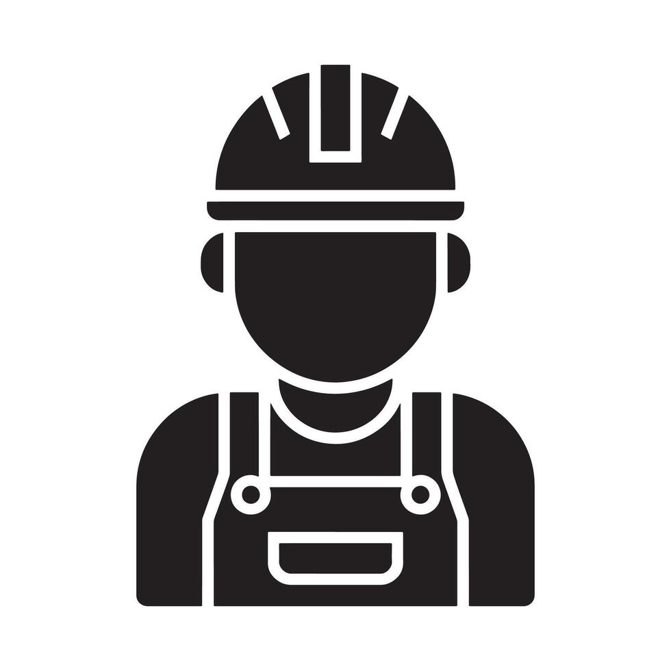 Construction Worker Icon Wearing Hard Hat and Safety Vest Editable Illustration isolated on a white background vector