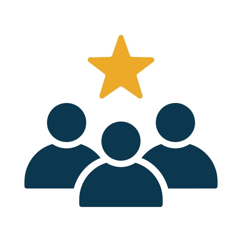 Teamwork and Recognition Icon Featuring People with a Star Symbol Representing Collaboration and Achievement Editable Illustration Isolated on a White Background vector