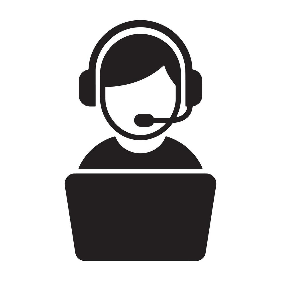 Customer Support Icon Representing Helpdesk, Assistance, and Communication Editable Illustration Isolated on a White Background Perfect for Service, Call Center, and Support Graphics vector