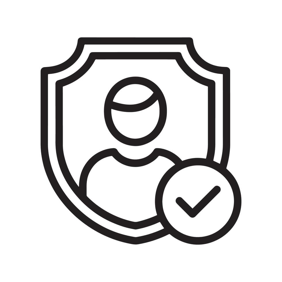 Shield with Person Icon and Check Mark for Security and Verification Purposes Editable Illustration Isolated on a White Background vector