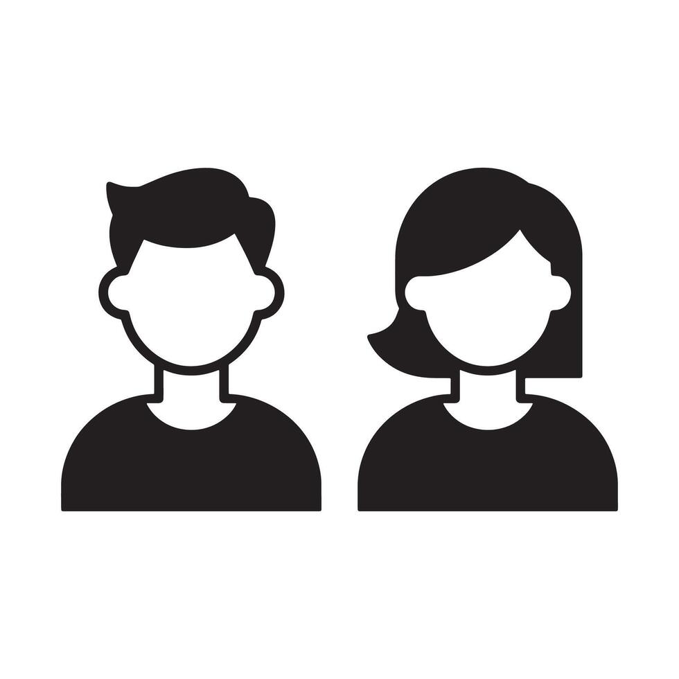 Male and Female User Icons for Websites and Apps Editable Illustration isolated on a white background vector