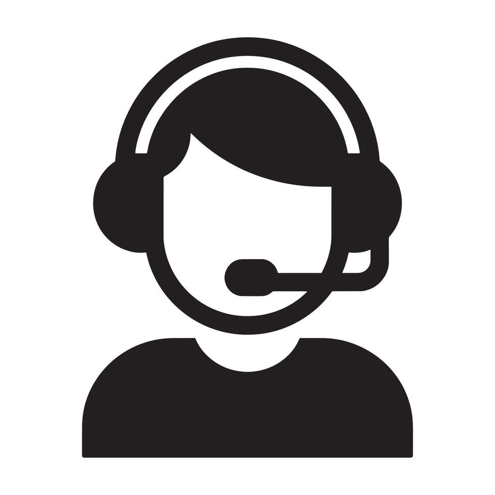 Customer Support Icon with Headset Representing Assistance and Helpdesk Services Editable Illustration Isolated on a White Background Ideal for Call Center, Communication, and Support Graphics vector