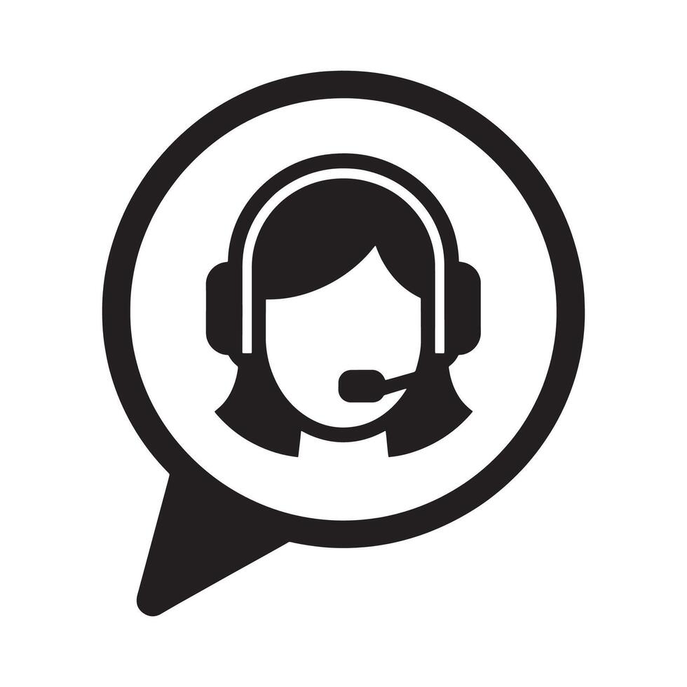 Customer Service Icon with Headset and Microphone Editable Illustration isolated on a white background vector