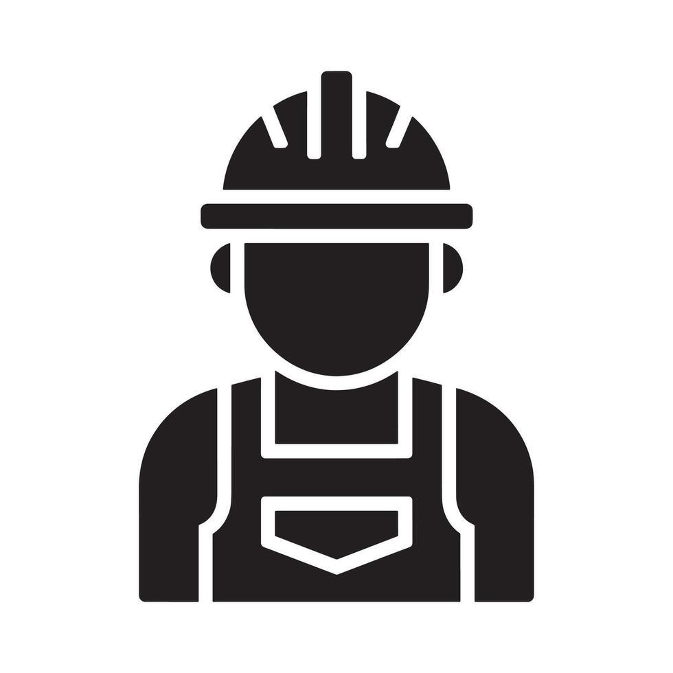 Construction Worker Icon Representing Labor, Safety, and Hard Hat Design Editable Illustration Isolated on a White Background Perfect for Occupational Graphics, Building Projects, vector