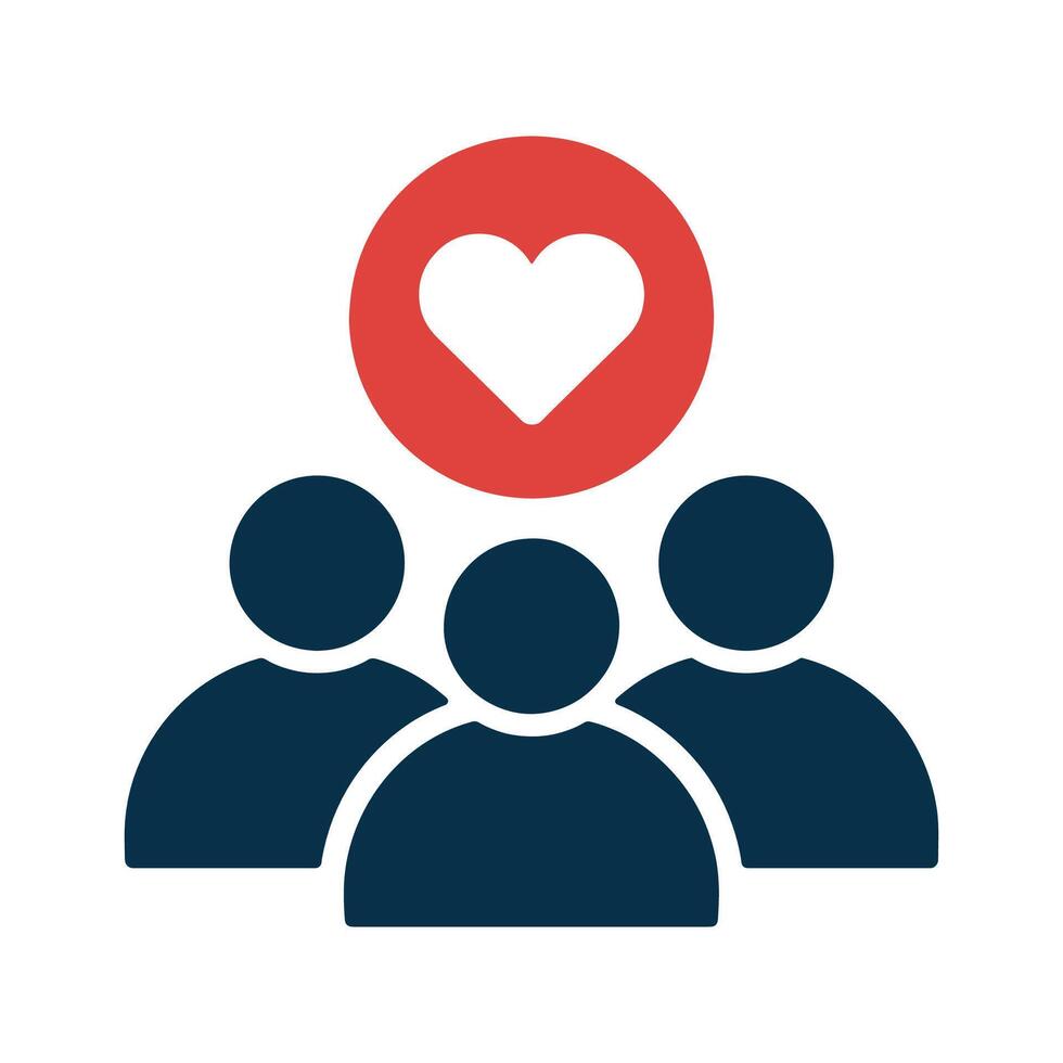 Community and Connection Icon Featuring People with a Heart Symbol Representing Support and Teamwork vector