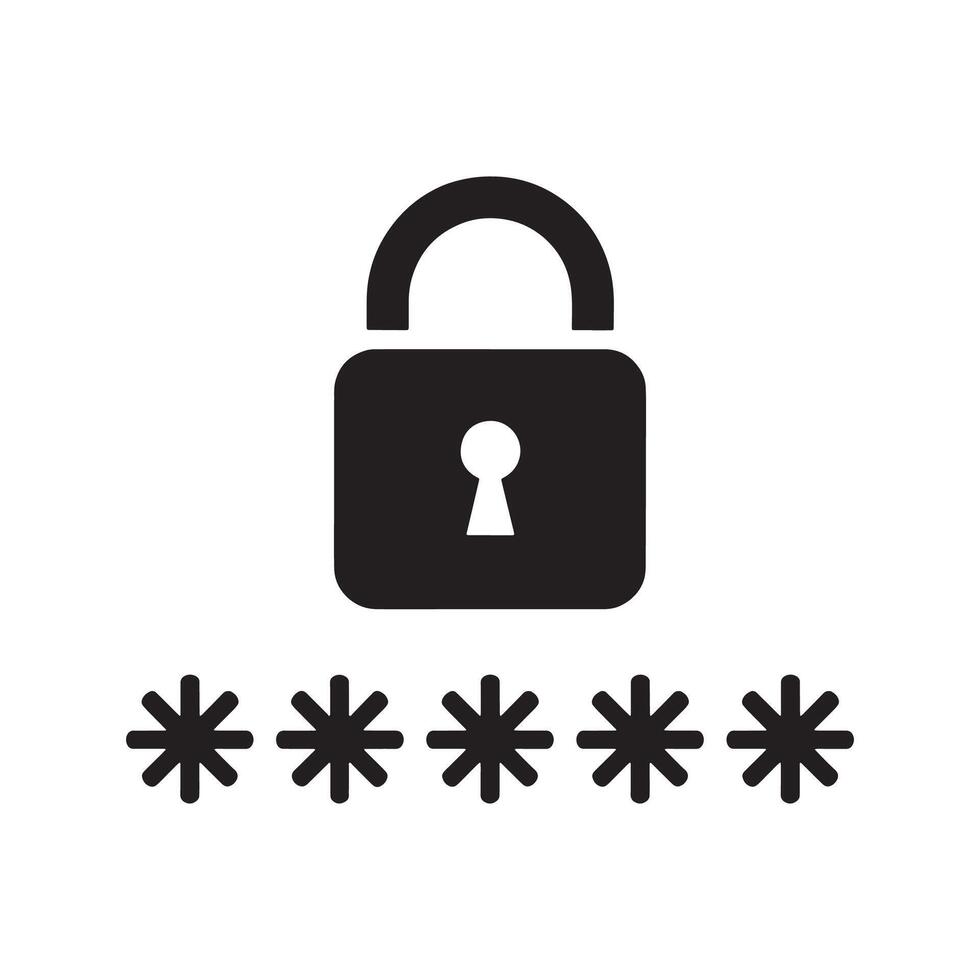 Password Lock Icon Editable Illustration isolated on a white background, suitable for security, privacy, and design projects vector