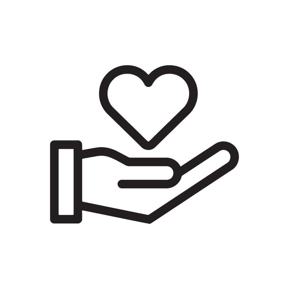 Hand Offering Heart Icon Representing Charity and Giving Editable Illustration Isolated on a White Background for Digital Use vector