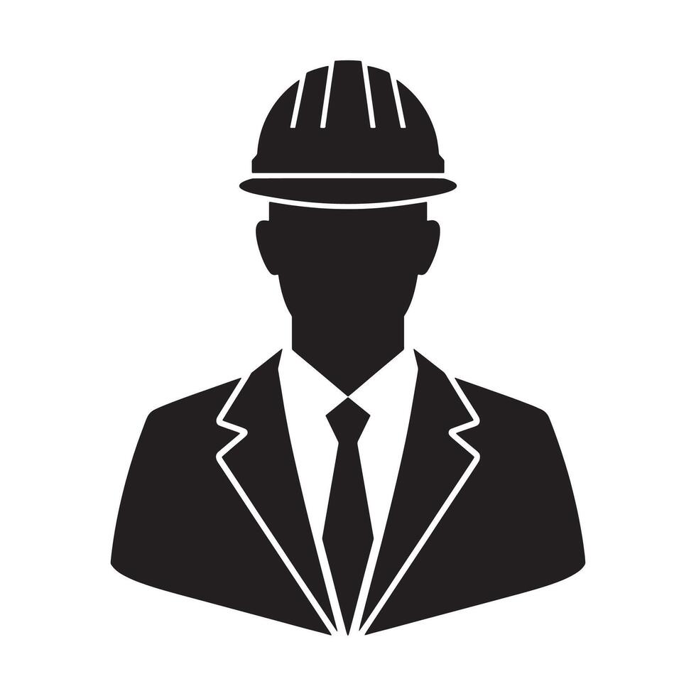 Construction Worker Icon Representing Safety, Industry, and Professional Labor Editable Illustration Isolated on a White Background Ideal for Construction, Worksite, and Occupational Graphics vector