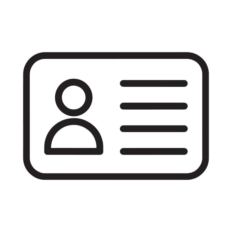 Identification Card Icon for Personal Identity and User Profile Representation Editable Illustration isolated on a white background vector